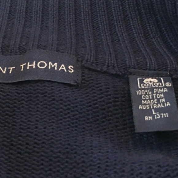 Grant Thomas Cotton Zippered Cardigan in Navy - Picture 7 of 7